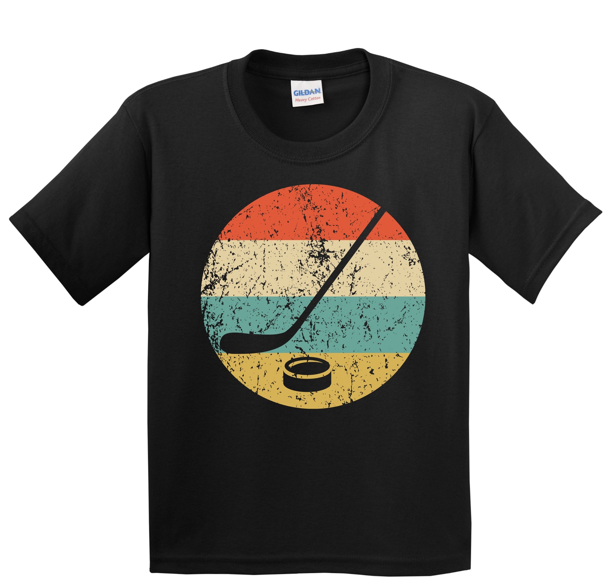 Hockey Stick and Puck Icon Retro Hockey Youth T-Shirt