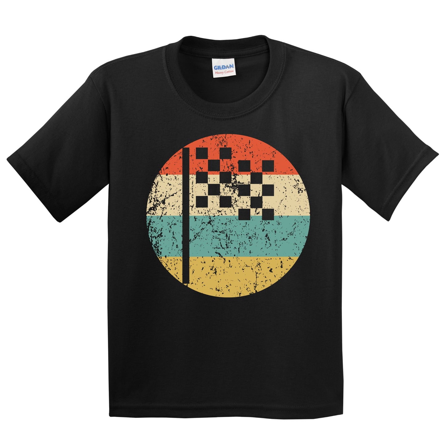 Checkered Flag Icon Retro Racing Youth T-Shirt