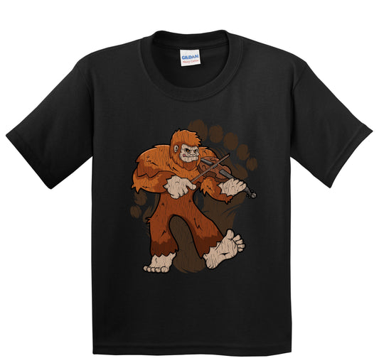 Kids Bigfoot Violin Shirt - Sasquatch Playing Violin Youth T-Shirt