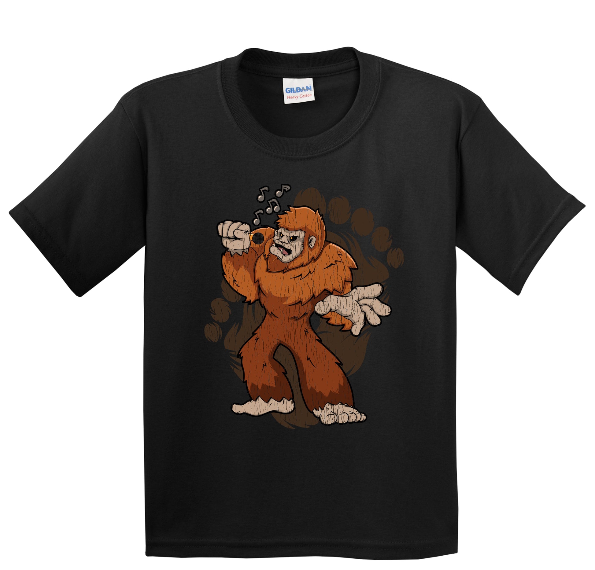 Kids Bigfoot Karaoke Shirt - Sasquatch Singing Youth T-Shirt