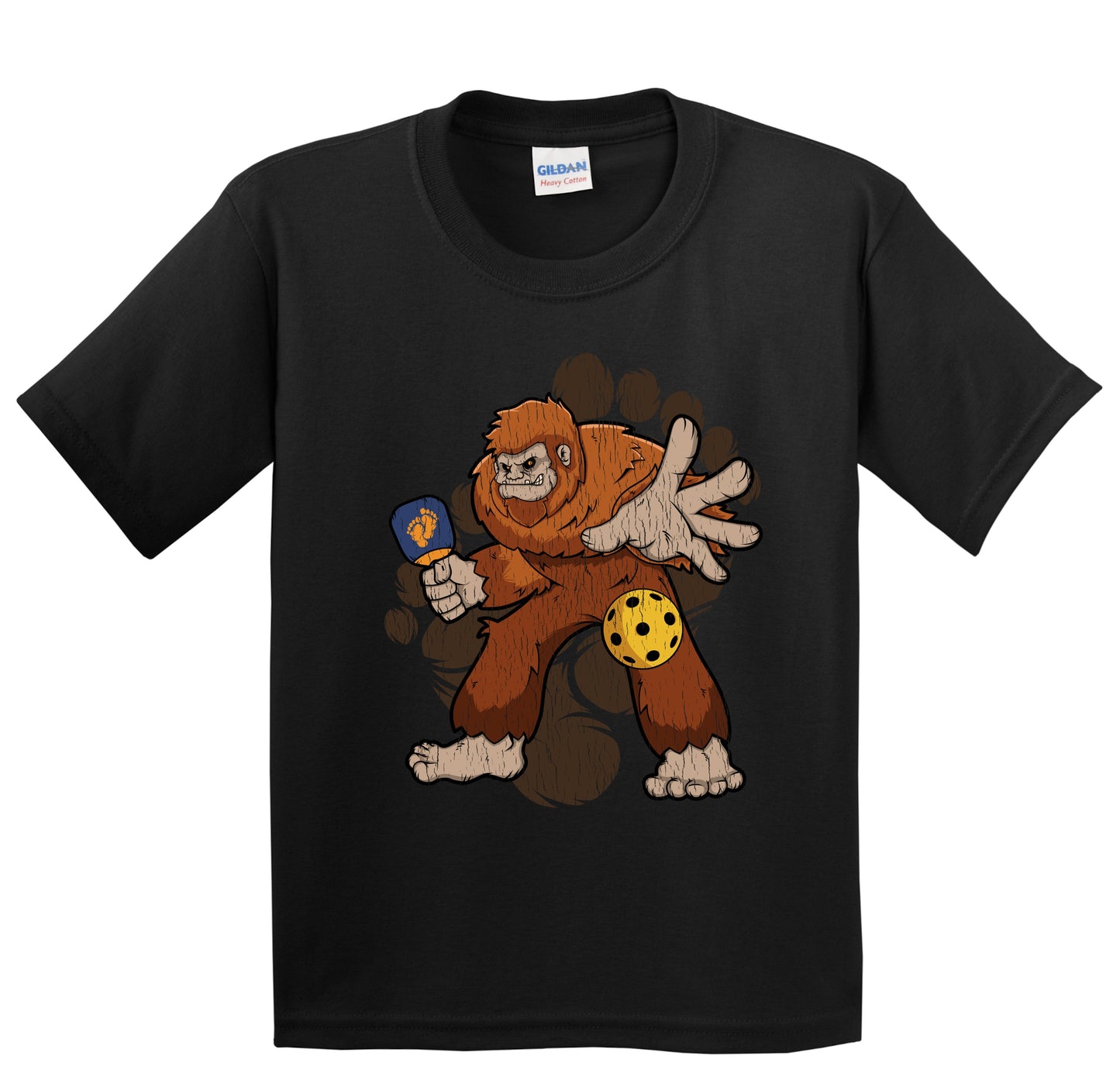 Kids Bigfoot Pickleball Shirt - Sasquatch Playing Pickleball Youth T-Shirt