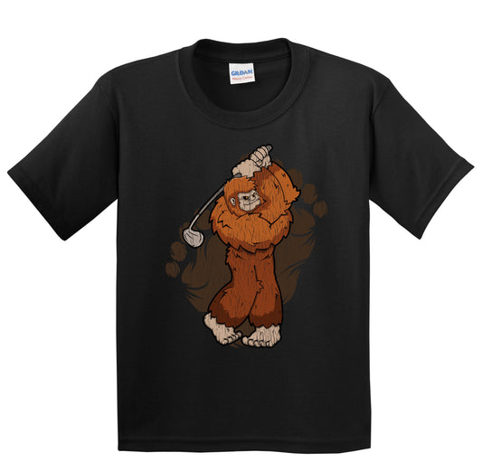 Kids Bigfoot Golf Shirt - Sasquatch Golfing Youth T-Shirt