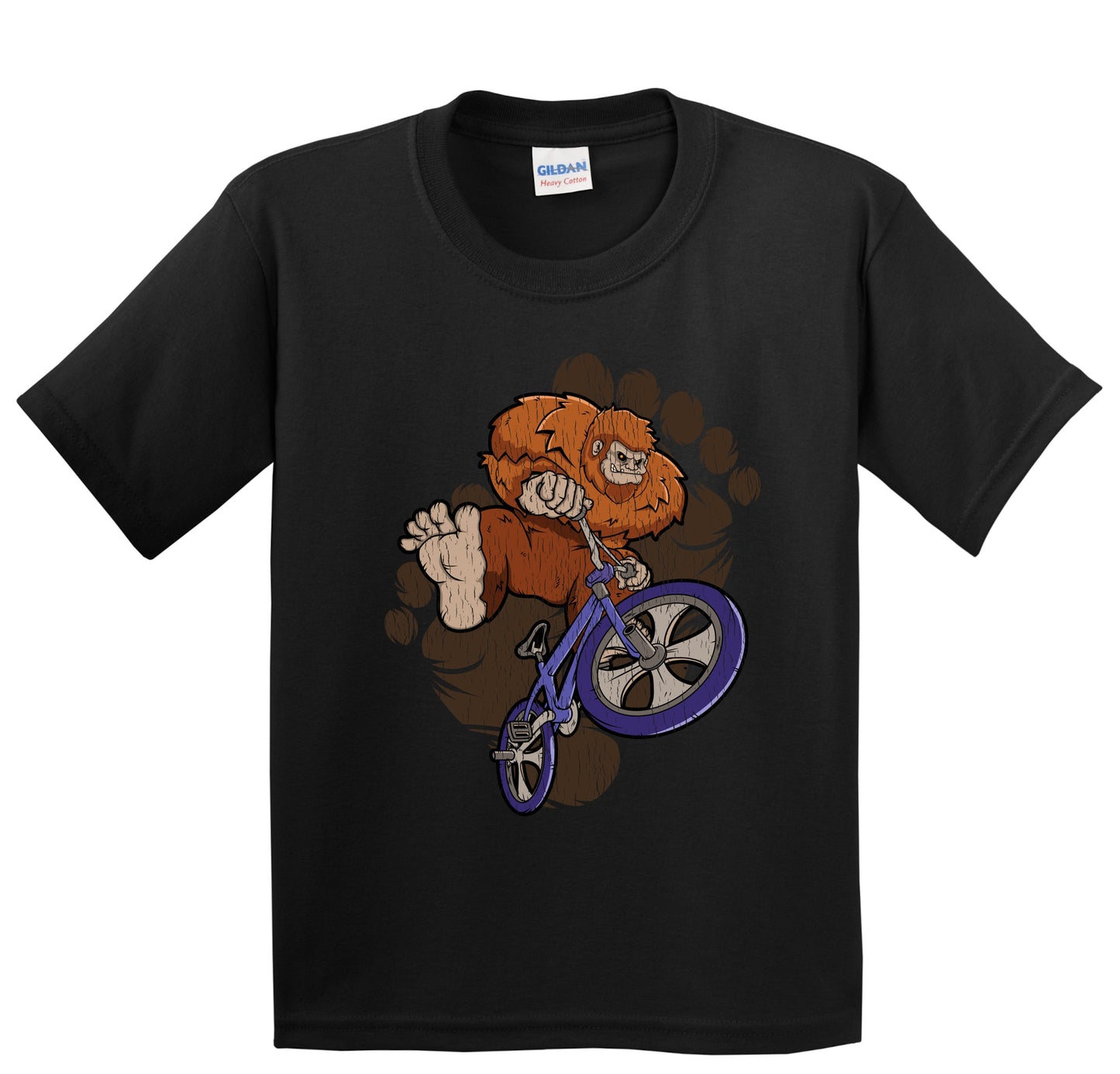 Kids Bigfoot BMX Shirt - Sasquatch on BMX Bike Youth T-Shirt