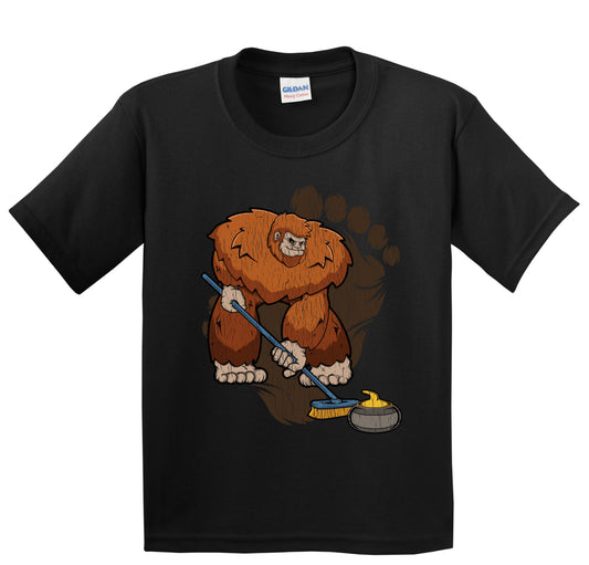 Kids Bigfoot Curling Shirt - Sasquatch Curling Youth T-Shirt