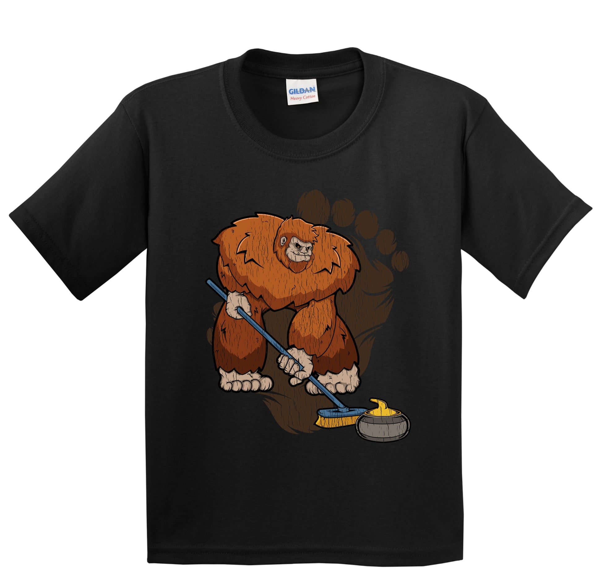 Kids Bigfoot Curling Shirt - Sasquatch Curling Youth T-Shirt
