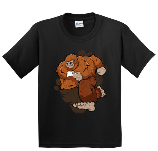 Kids Bigfoot Rugby Shirt - Sasquatch Playing Rugby Youth T-Shirt