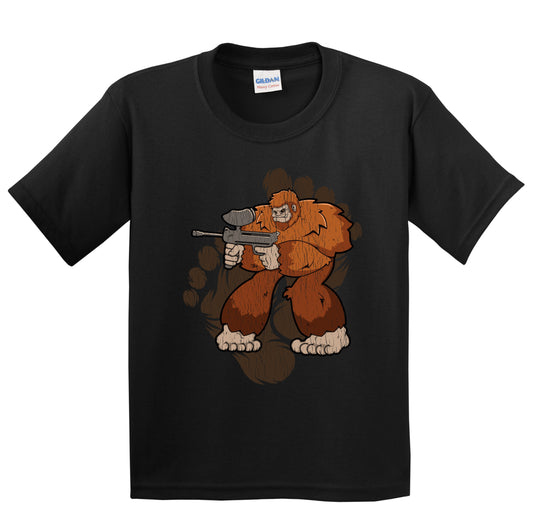 Kids Bigfoot Paintball Shirt - Sasquatch Playing Paintball Youth T-Shirt