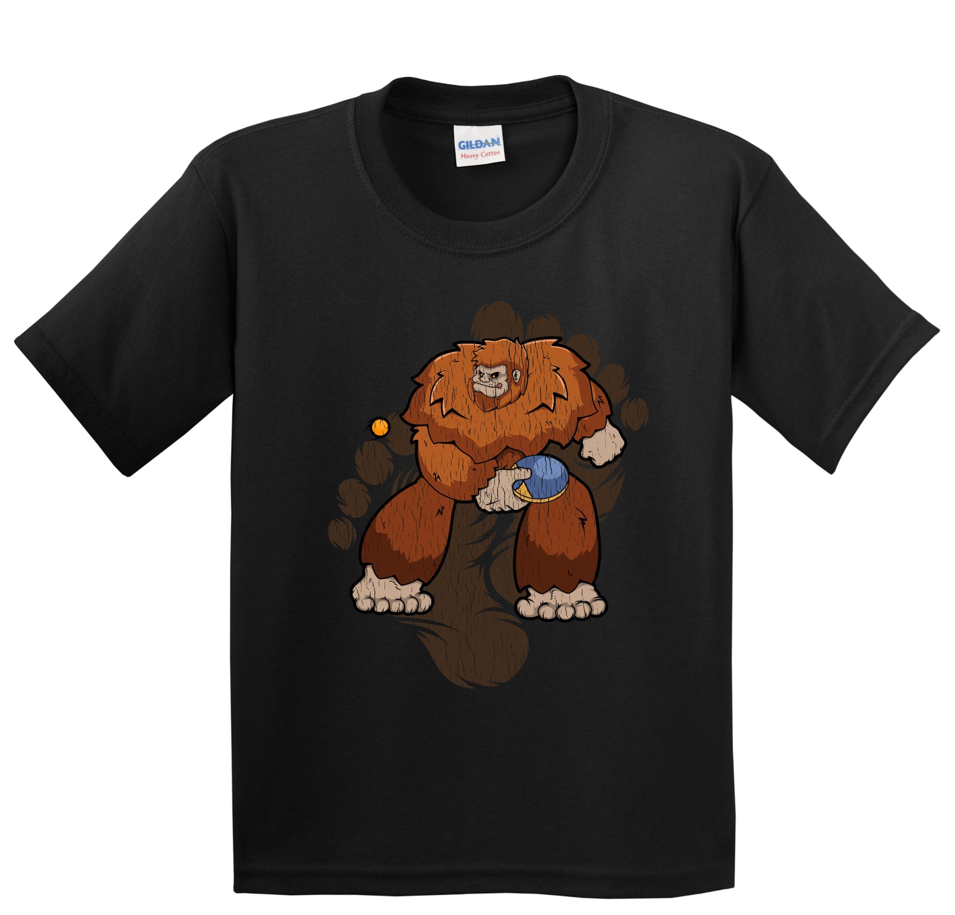 Kids Bigfoot Table Tennis Shirt - Sasquatch Playing Table Tennis Youth T-Shirt