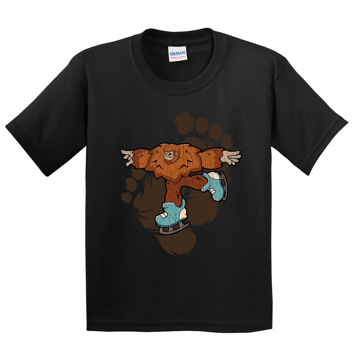 Kids Bigfoot Figure Skating Shirt - Sasquatch on Figure Skates Youth T-Shirt