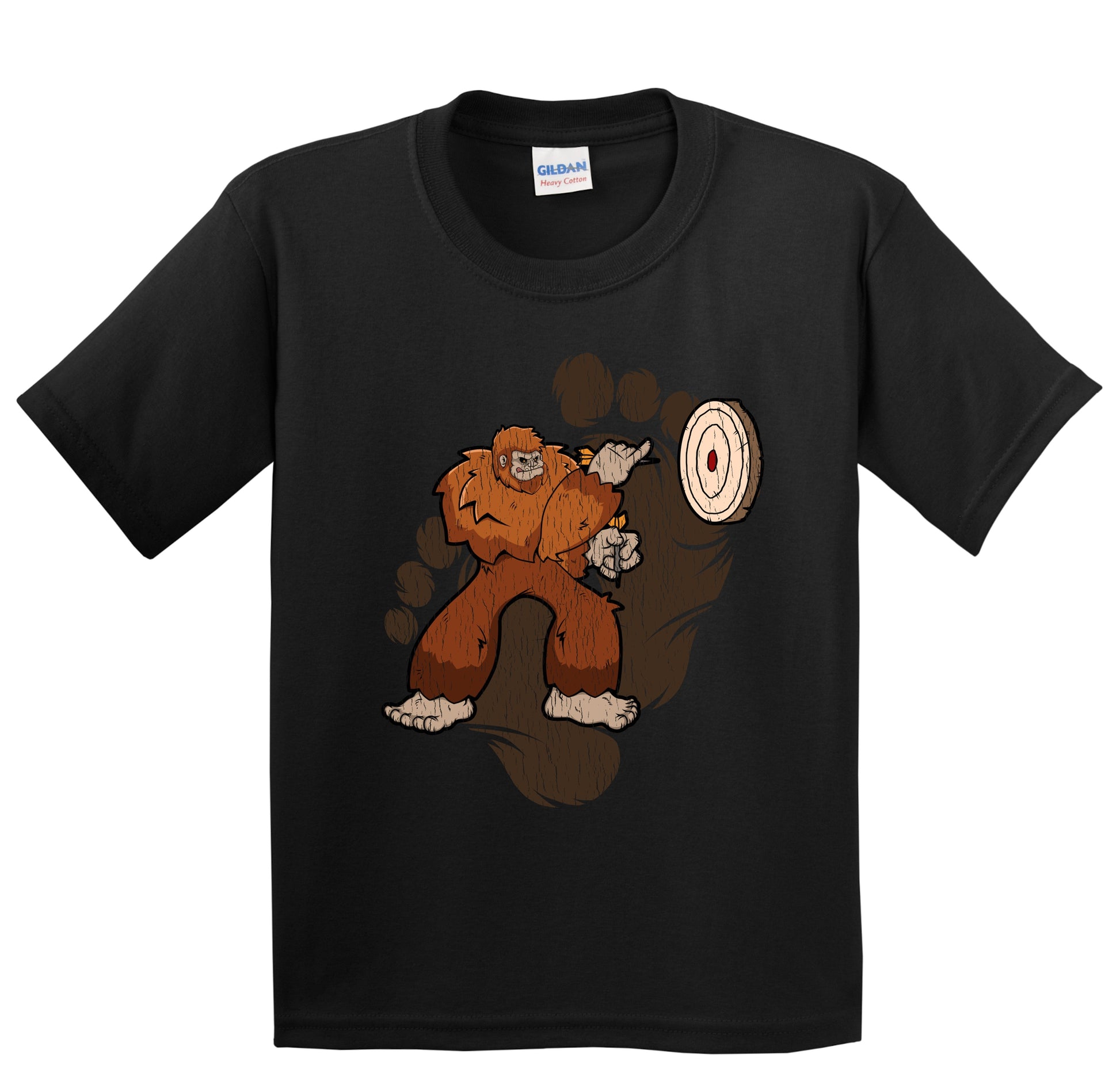 Kids Bigfoot Darts Shirt - Sasquatch Playing Darts Youth T-Shirt