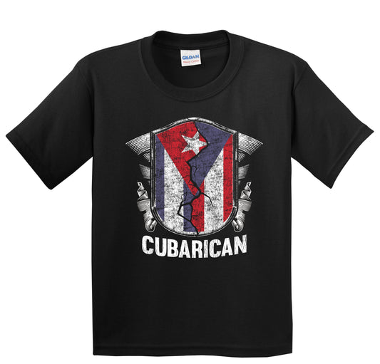 Cubarican Cuba Puerto Rico Flag Half Cuban Half Puerto Rican Youth T-Shirt