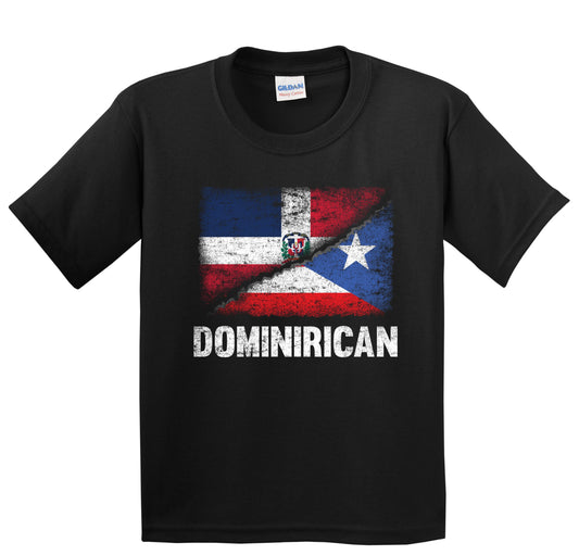 Half Dominican Half Puerto Rican Flag Dominirican Youth T-Shirt