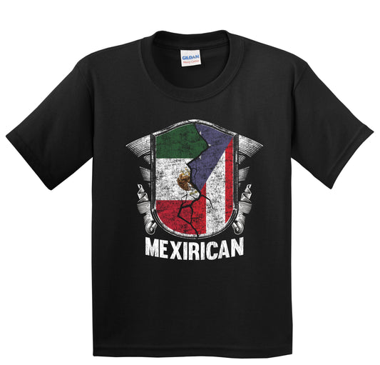 Mexirican Mexico Puerto Rico Flag Half Mexican Puerto Rican Youth T-Shirt