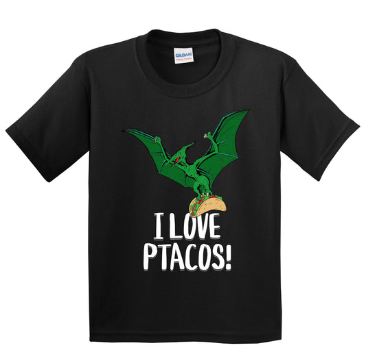 I Love Ptacos Pterosaur Funny Flying Lizard Dinosaur Taco Humor Youth T-Shirt