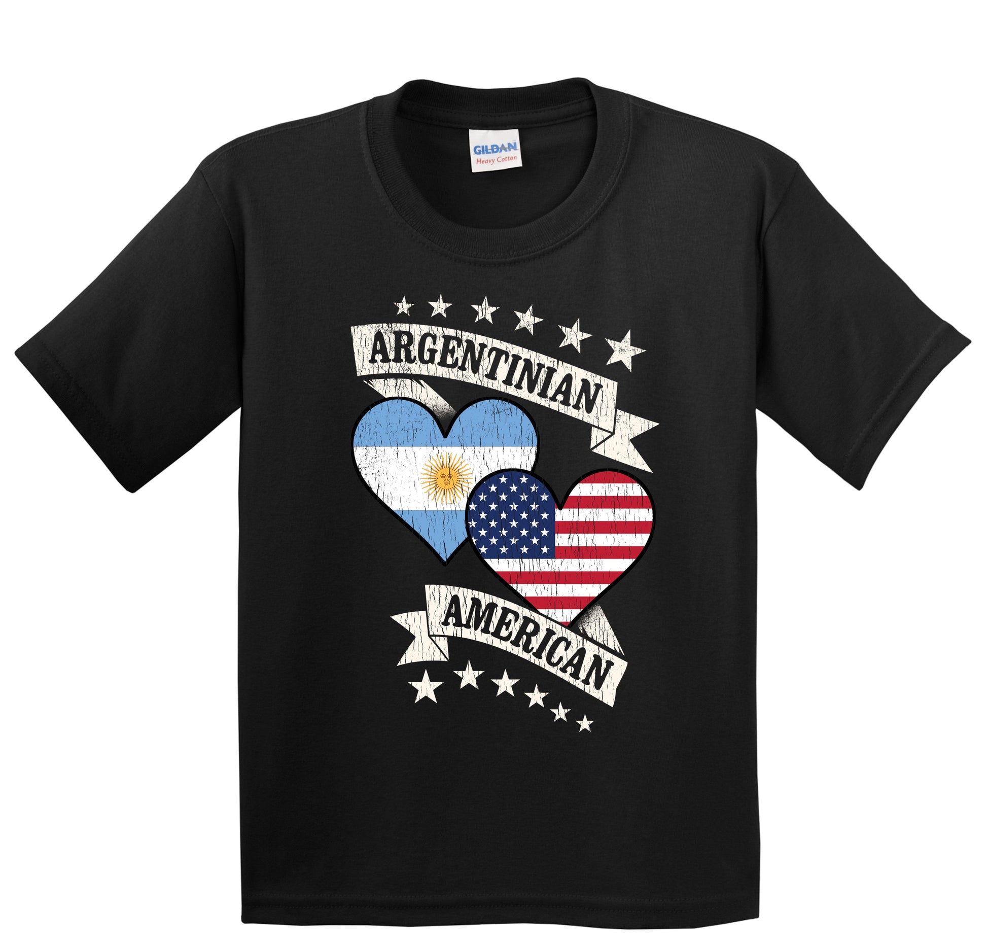 Argentinian American Heart Flags Argentina America Youth T-Shirt