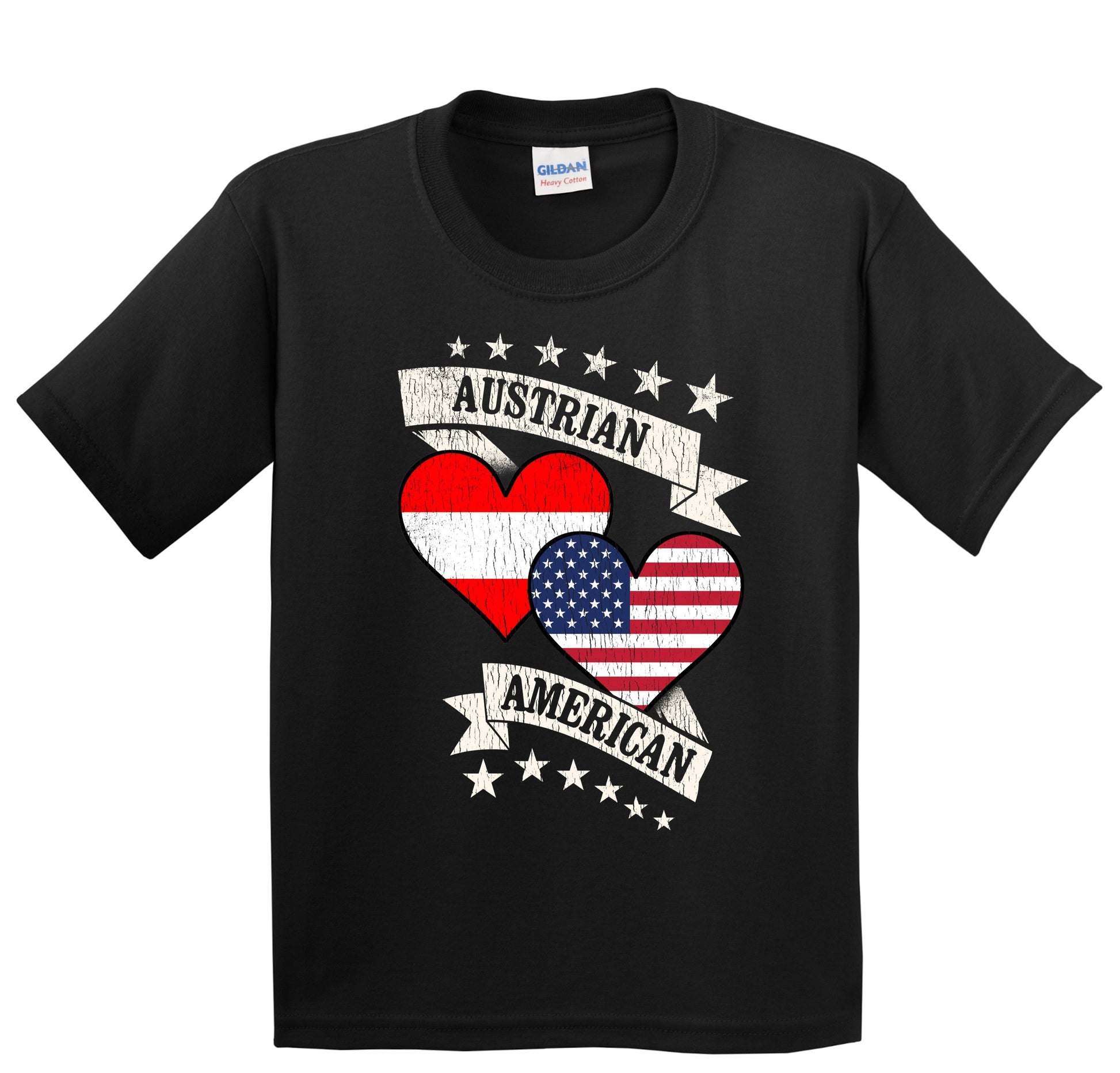 Austrian American Heart Flags Austria America Youth T-Shirt
