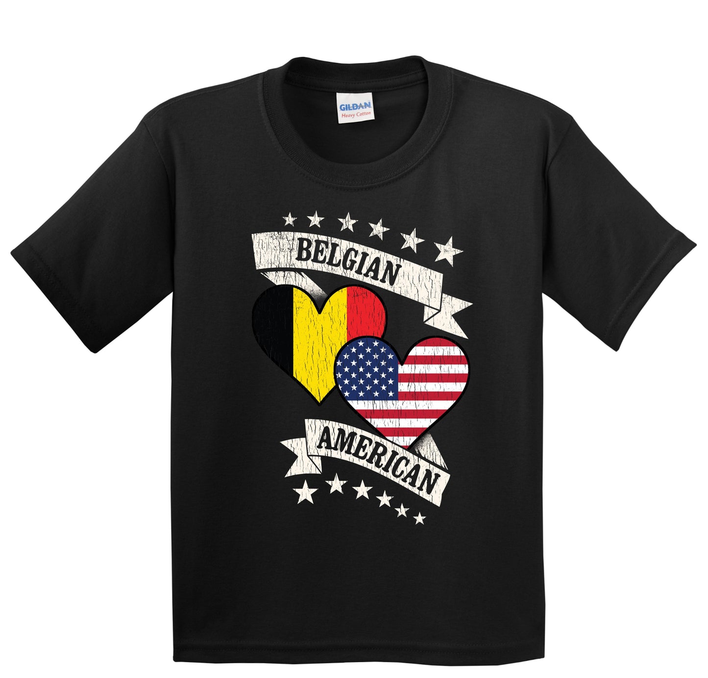 Belgian American Heart Flags Belgium America Youth T-Shirt