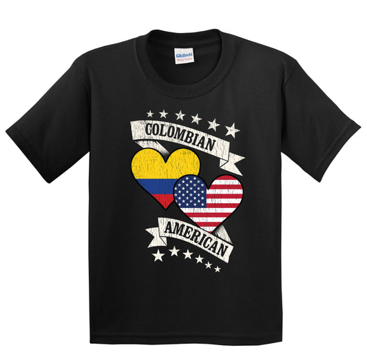 Colombian American Heart Flags Colombia America Youth T-Shirt