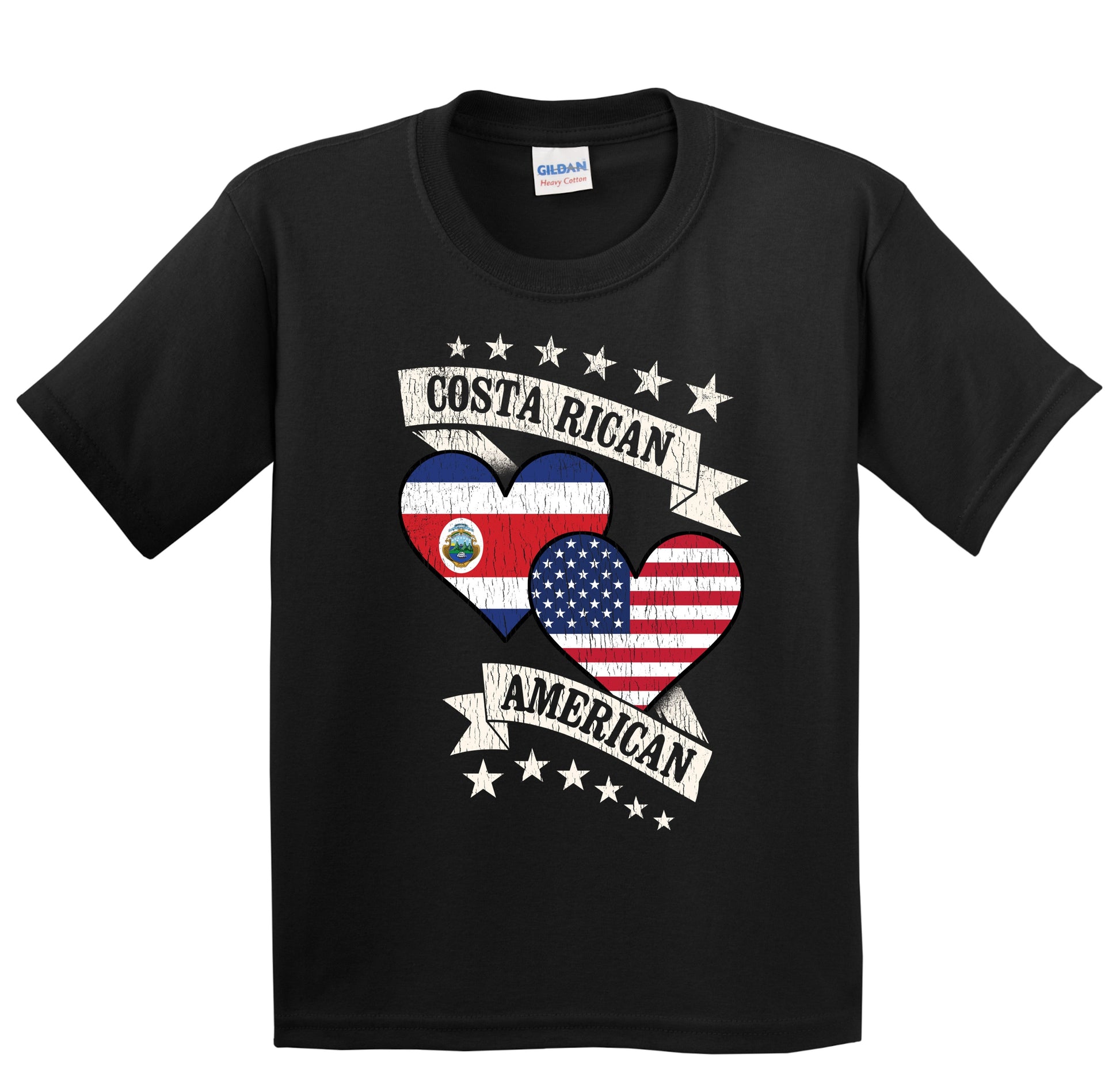 Costa Rican American Heart Flags Costa Rica America Youth T-Shirt