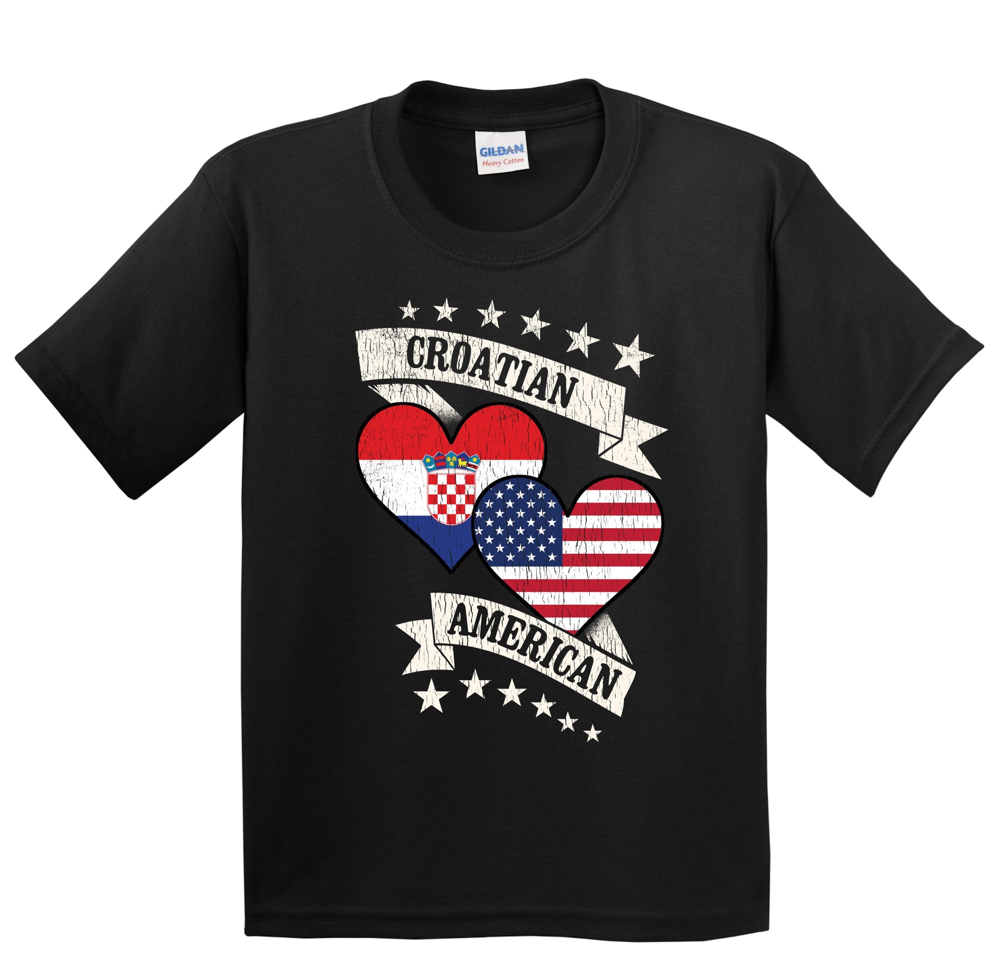 Croatian American Heart Flags Croatia America Youth T-Shirt