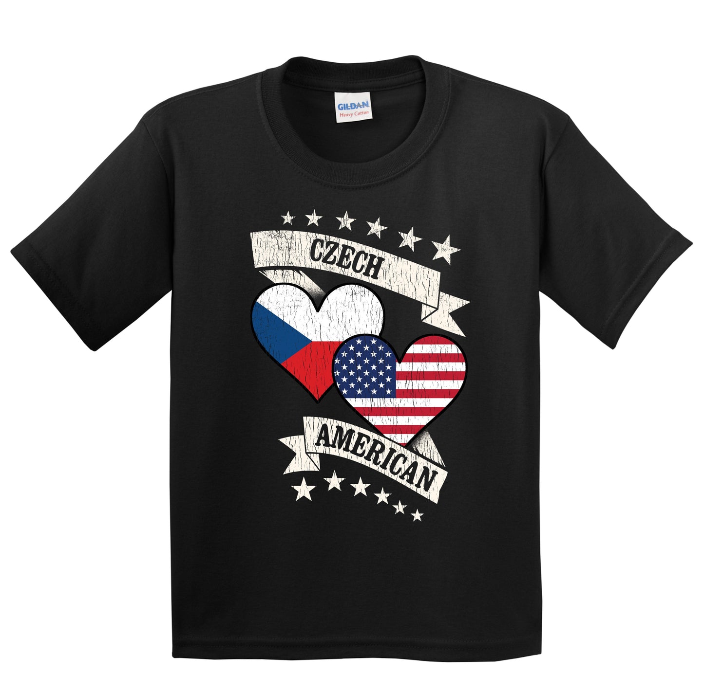 Czech American Heart Flags Czech Republic America Youth T-Shirt