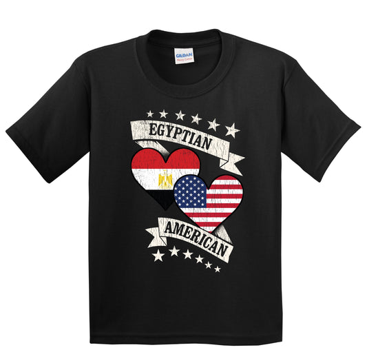 Egyptian American Heart Flags Egypt America Youth T-Shirt