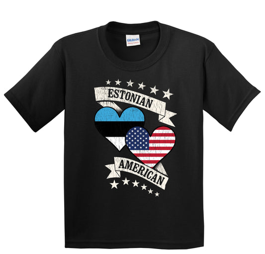 Estonian American Heart Flags Estonia America Youth T-Shirt