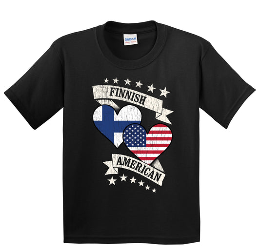 Finnish American Heart Flags Finland America Youth T-Shirt