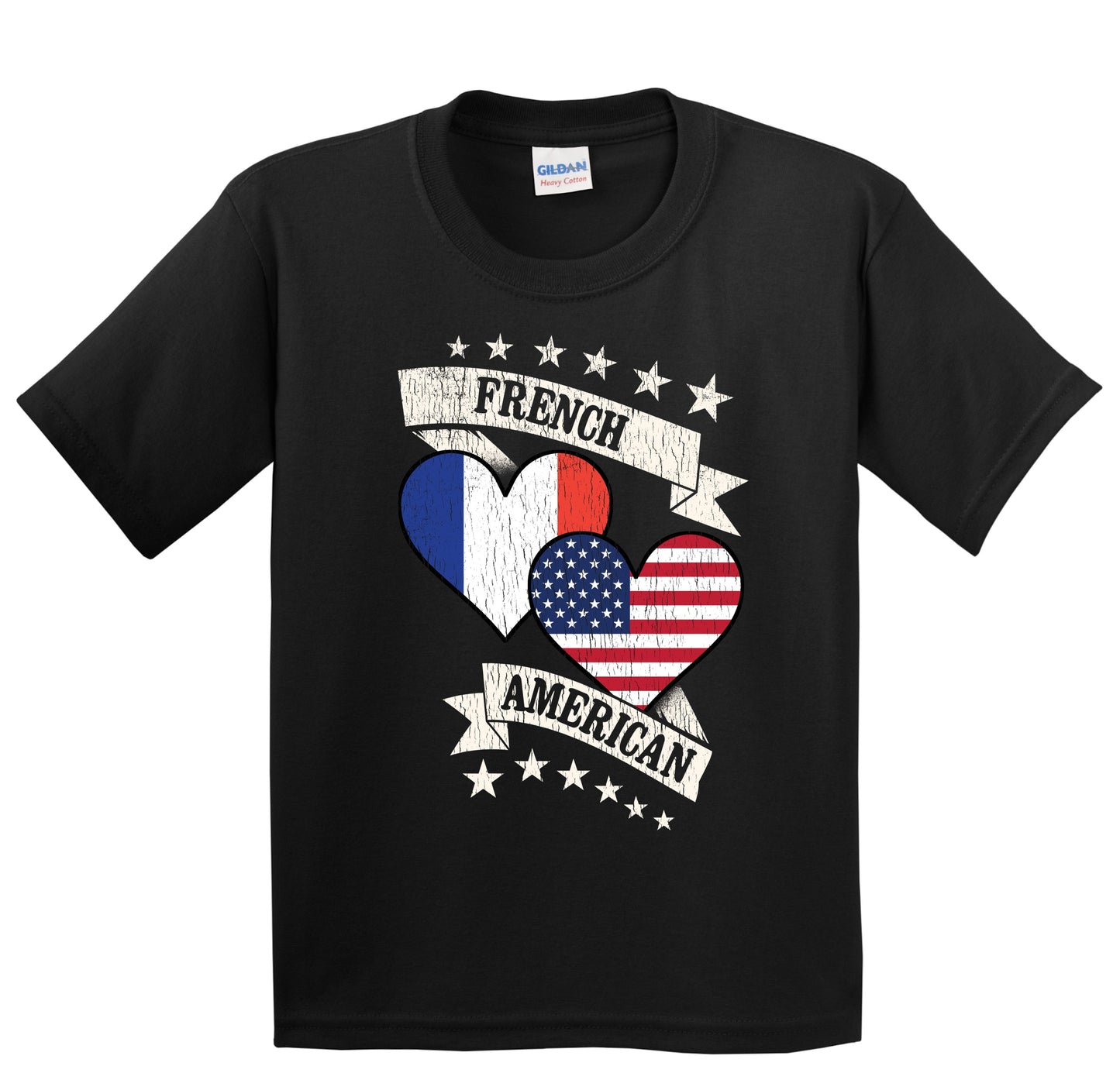 French American Heart Flags France America Youth T-Shirt