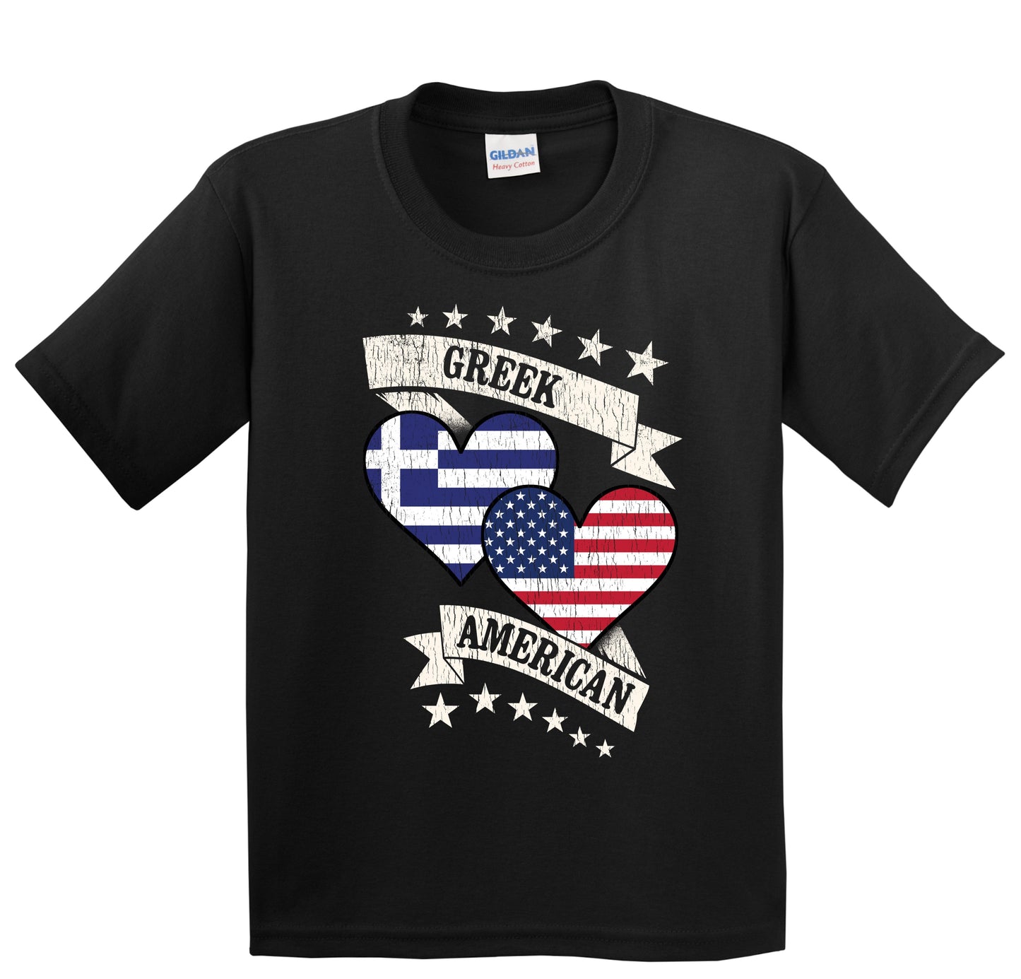 Greek American Heart Flags Greece America Youth T-Shirt