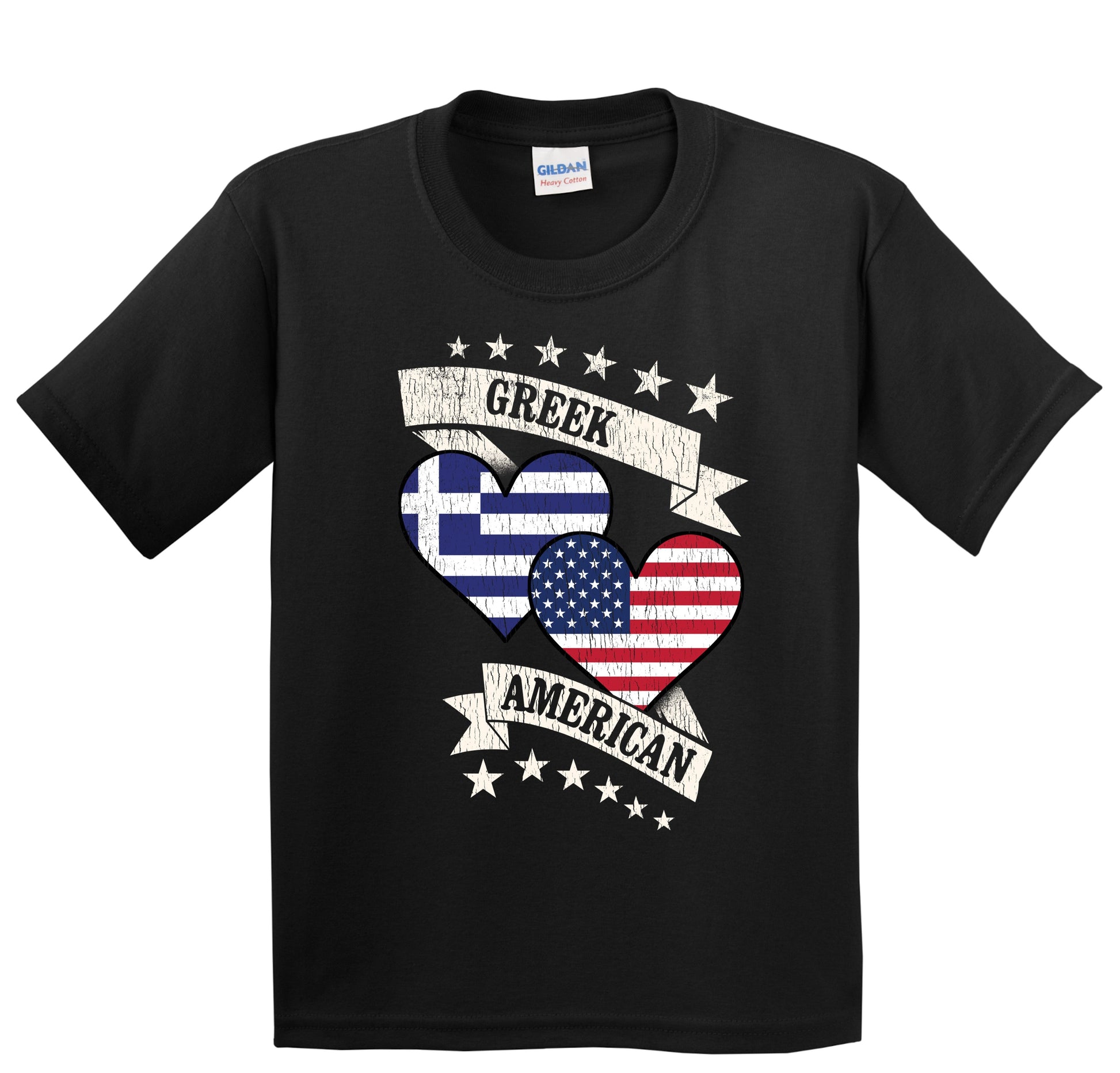 Greek American Heart Flags Greece America Youth T-Shirt