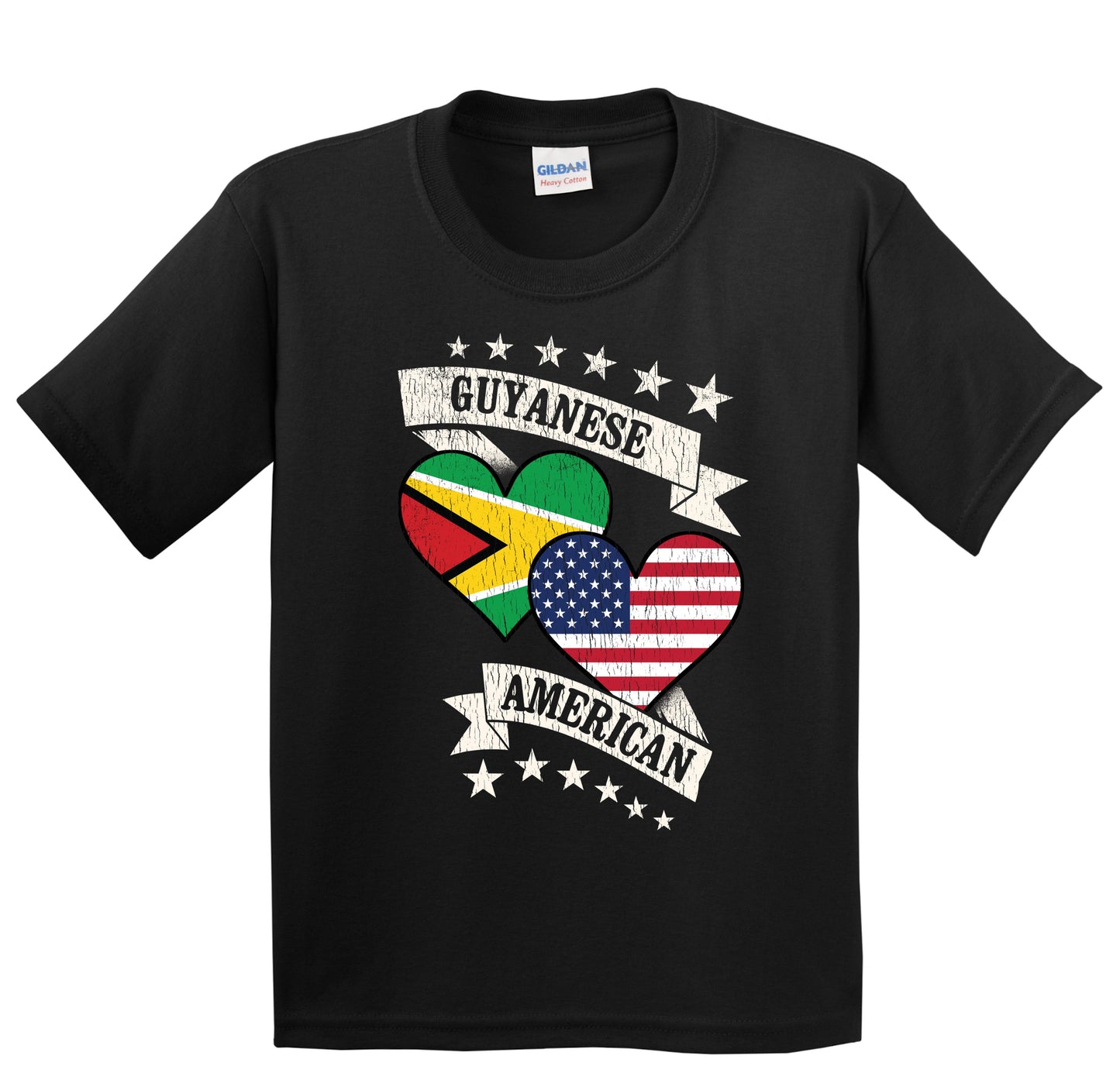 Guyanese American Heart Flags Guyana America Youth T-Shirt