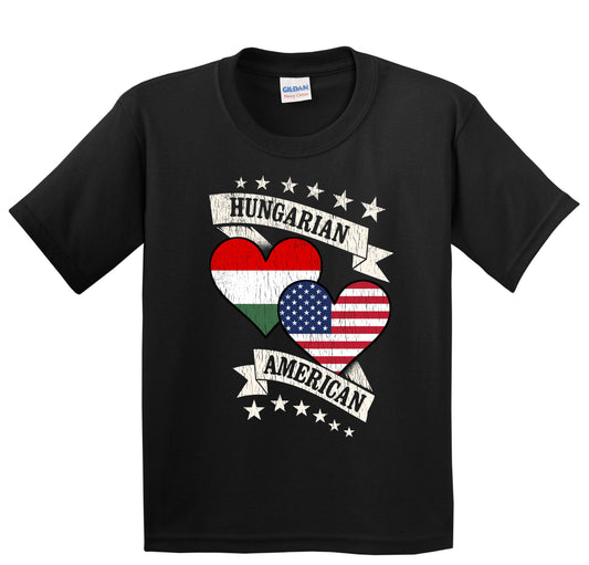 Hungarian American Heart Flags Hungary America Youth T-Shirt