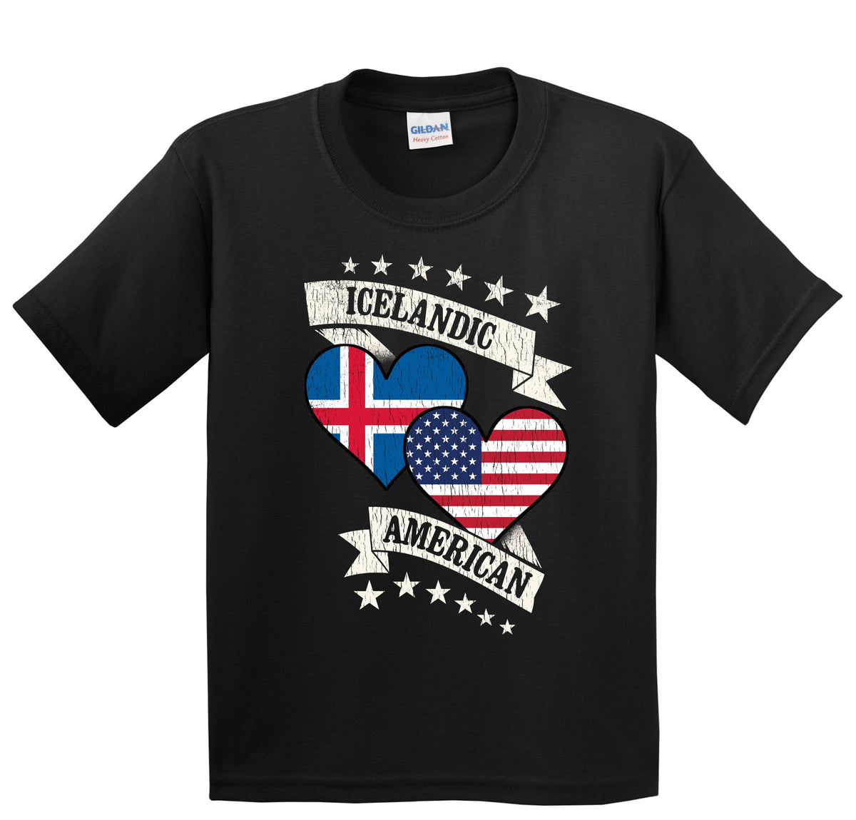 Icelandic American Heart Flags Iceland America Youth T-Shirt