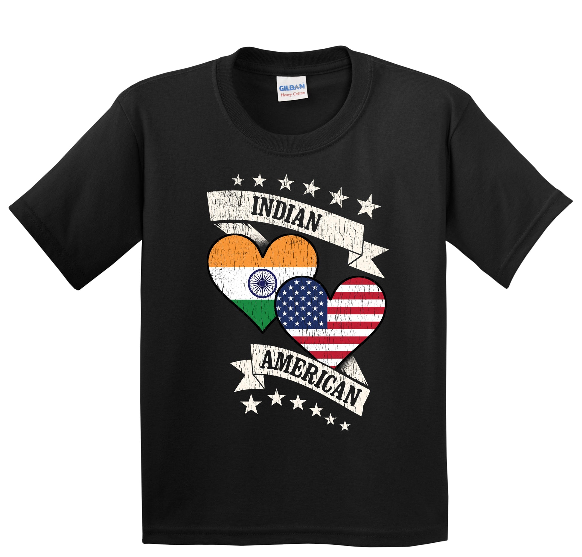 Indian American Heart Flags India America Youth T-Shirt