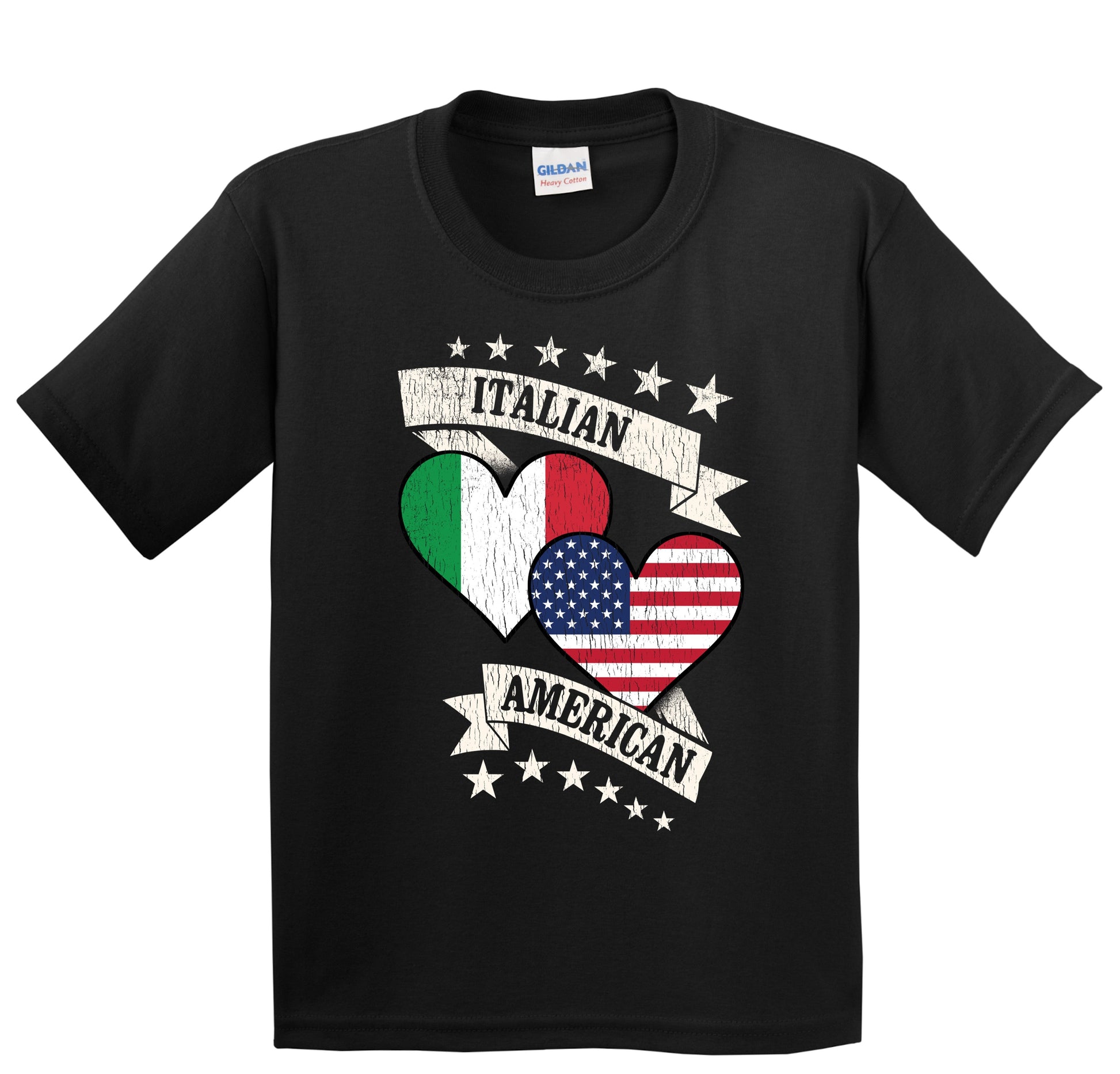 Italian American Heart Flags Italy America Youth T-Shirt