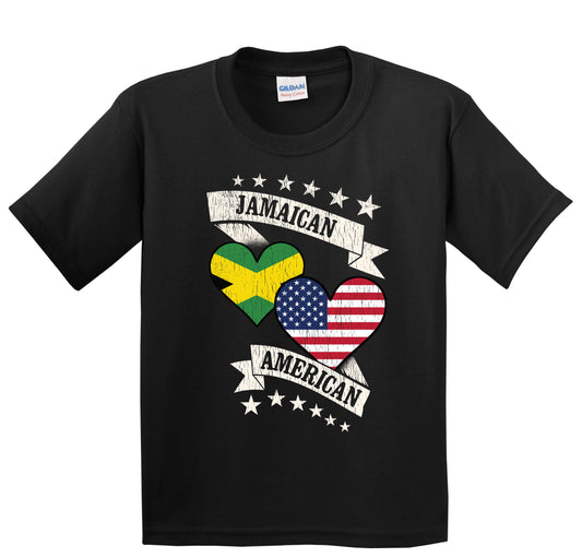 Jamaican American Heart Flags Jamaica America Youth T-Shirt