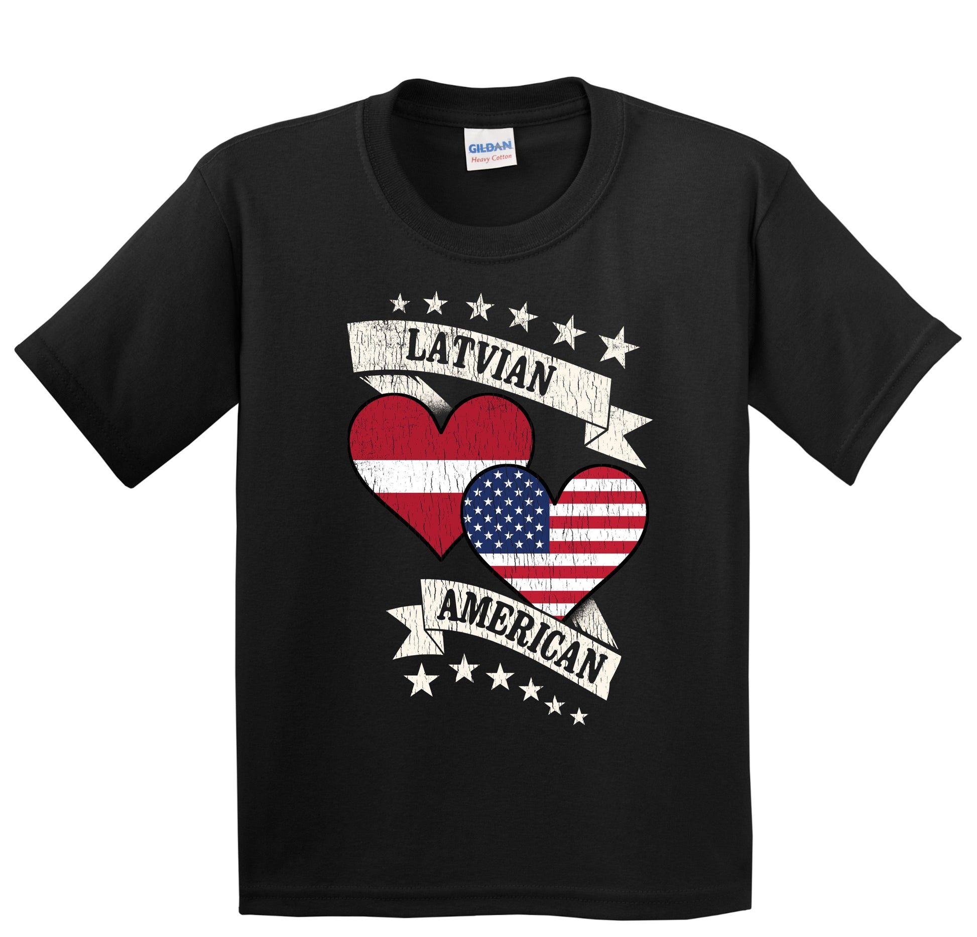 Latvian American Heart Flags Latvia America Youth T-Shirt