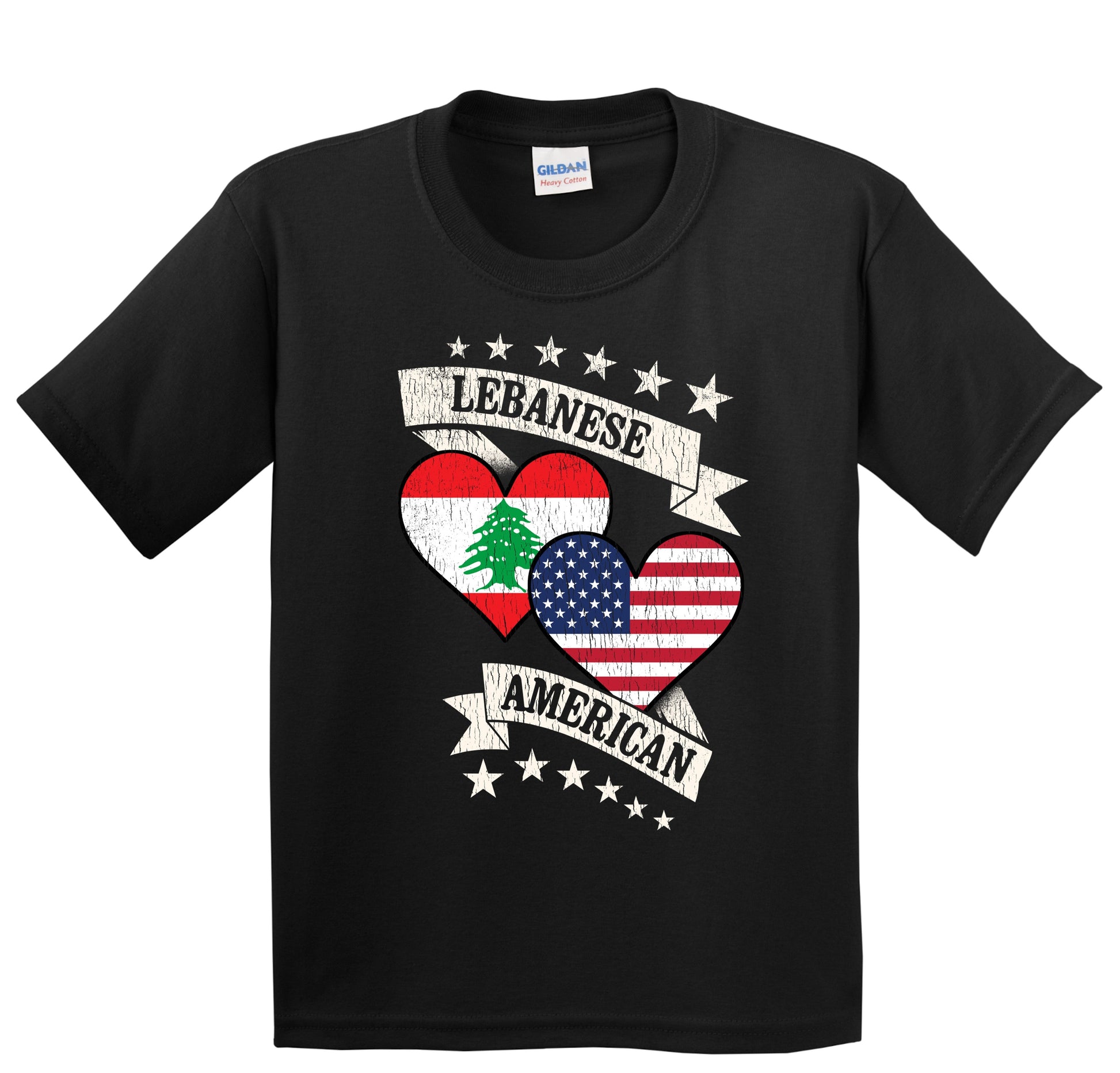 Lebanese American Heart Flags Lebanon America Youth T-Shirt