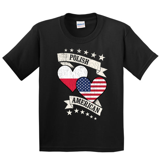 Polish American Heart Flags Poland America Youth T-Shirt