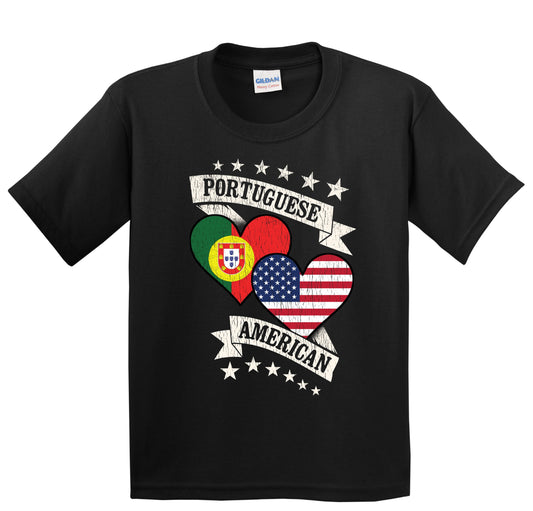 Portuguese American Heart Flags Portugal America Youth T-Shirt