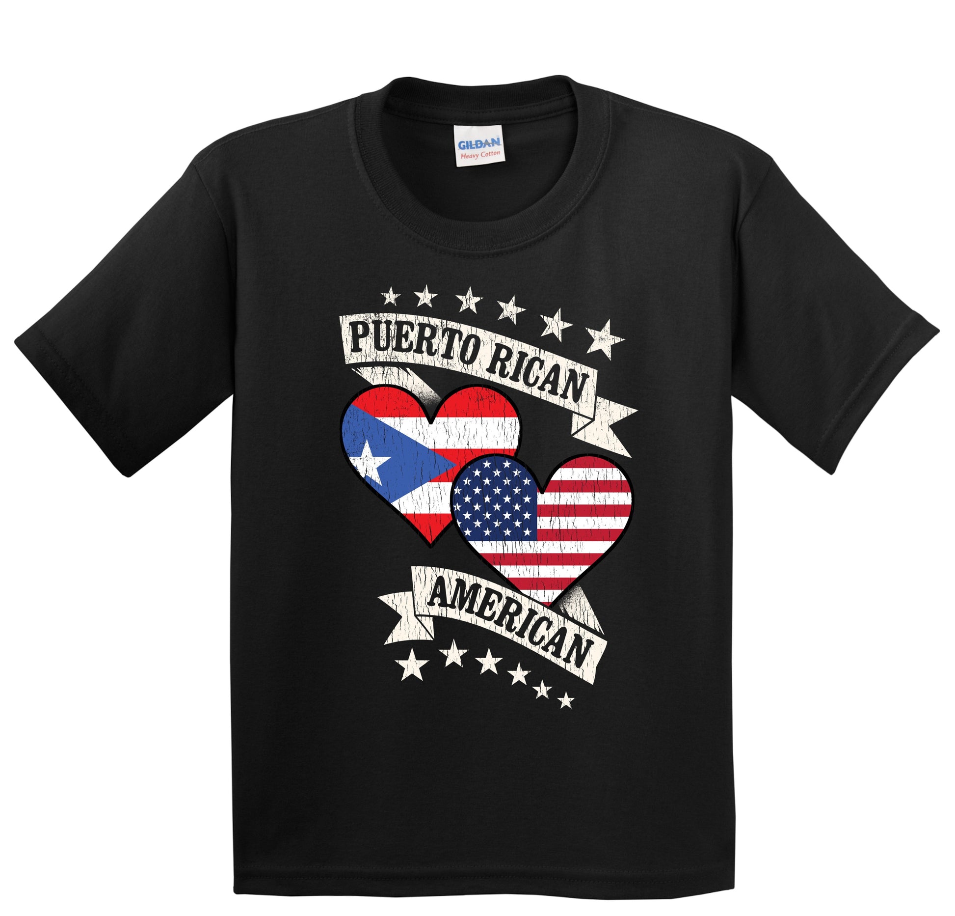 Puerto Rican American Heart Flags Puerto Rico America Youth T-Shirt