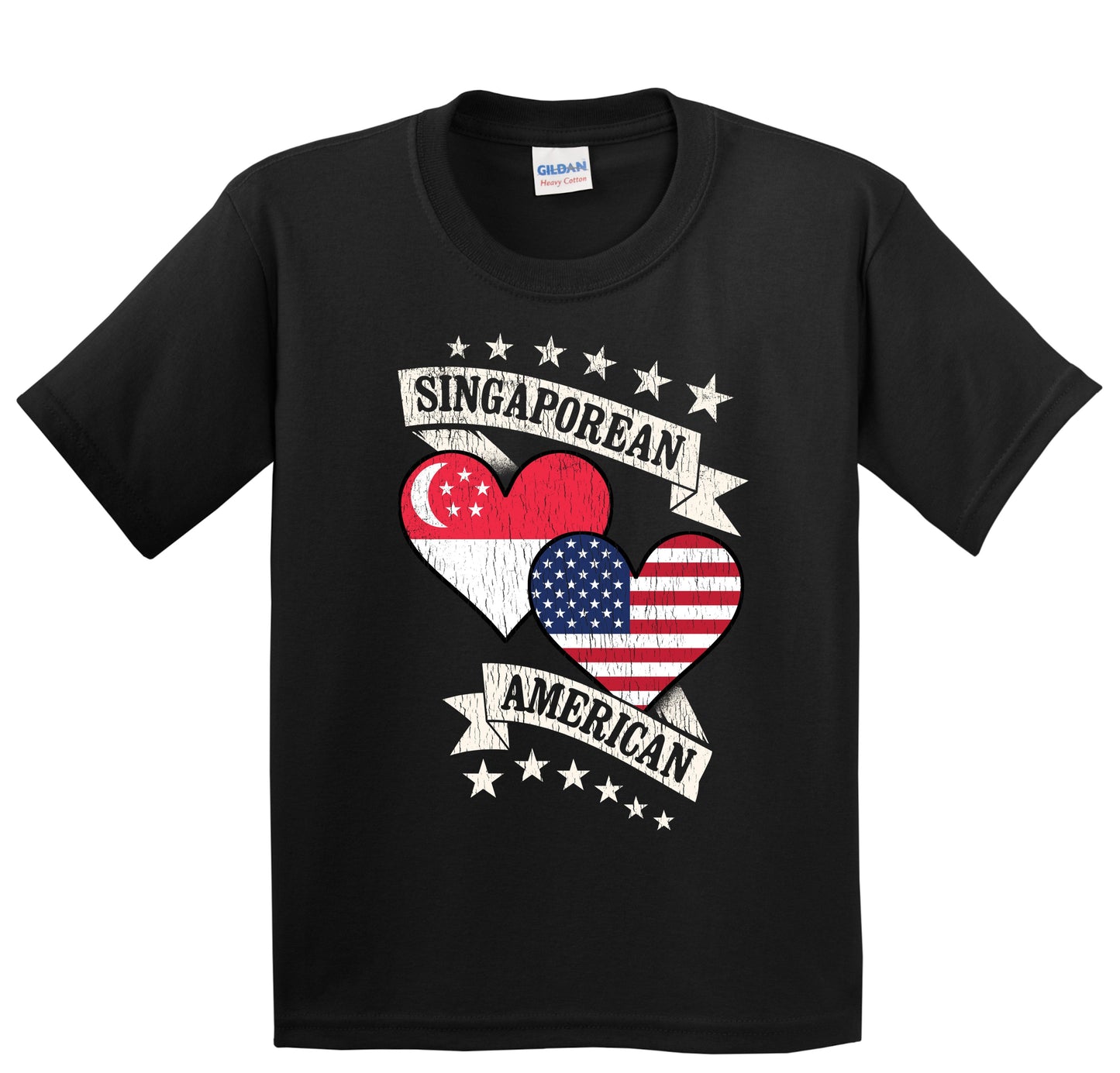 Singaporean American Heart Flags Singapore America Youth T-Shirt