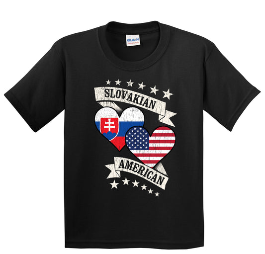 Slovakian American Heart Flags Slovakia America Youth T-Shirt