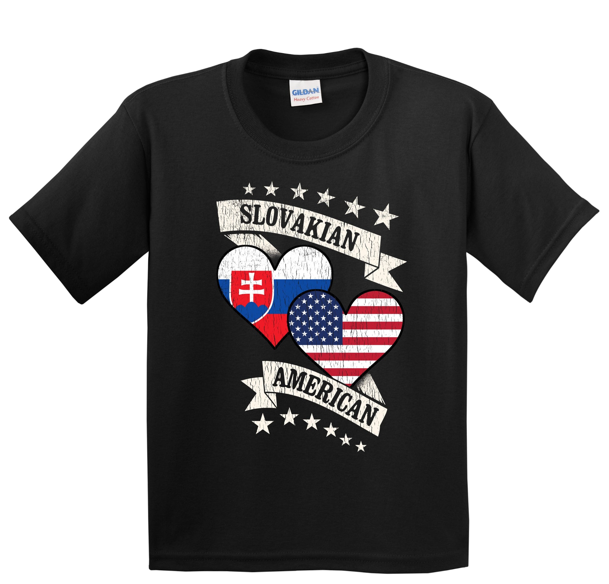 Slovakian American Heart Flags Slovakia America Youth T-Shirt