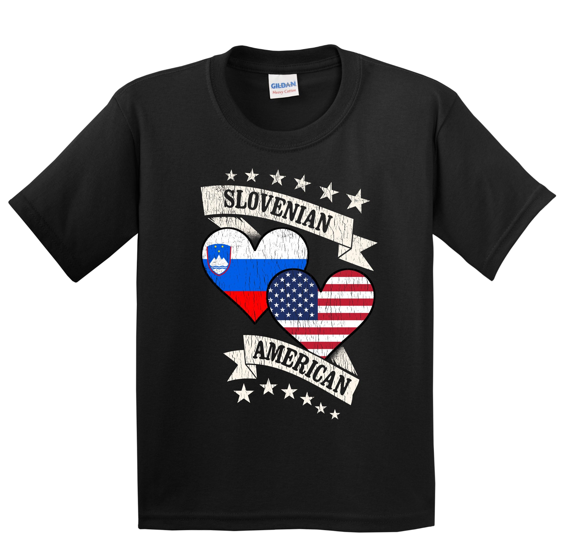 Slovenian American Heart Flags Slovenia America Youth T-Shirt