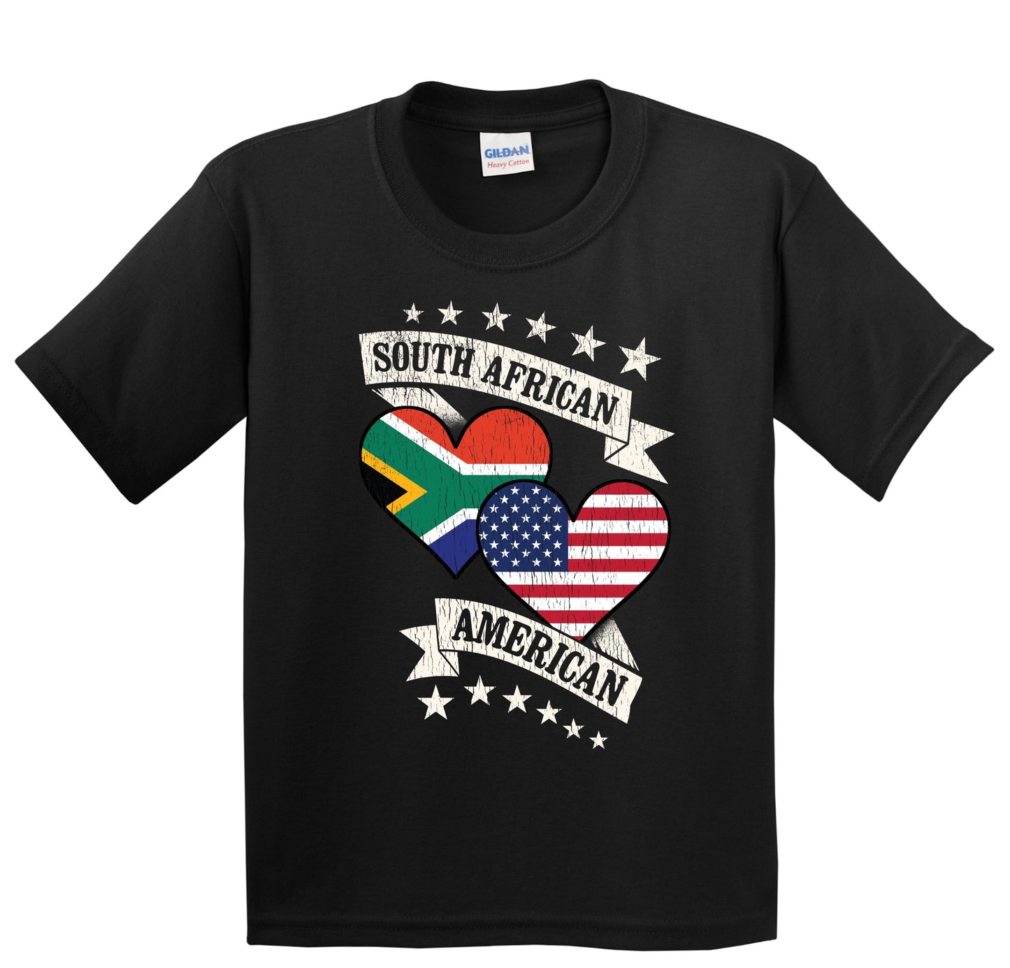 South African American Heart Flags South Africa America Youth T-Shirt