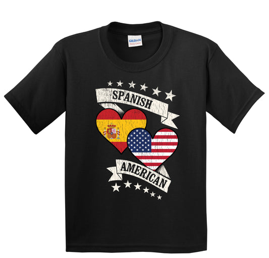 Spanish American Heart Flags Spain America Youth T-Shirt