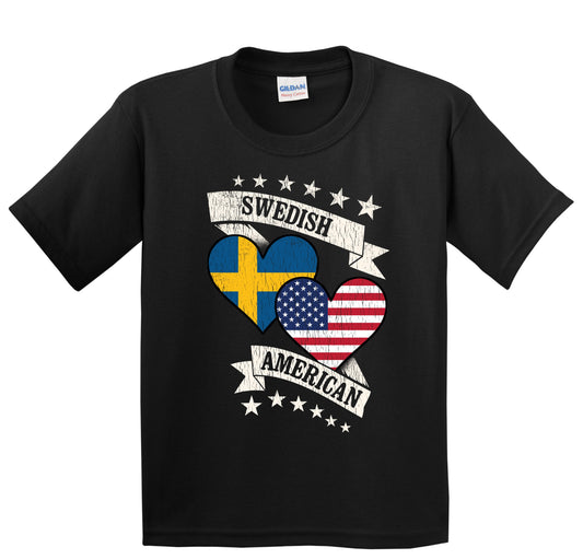 Swedish American Heart Flags Sweden America Youth T-Shirt