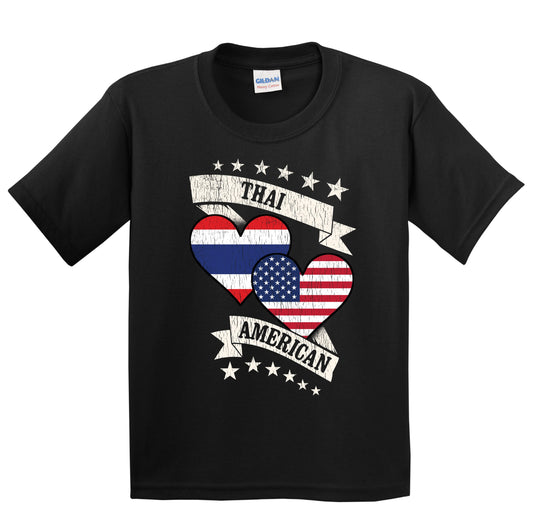 Thai American Heart Flags Thailand America Youth T-Shirt